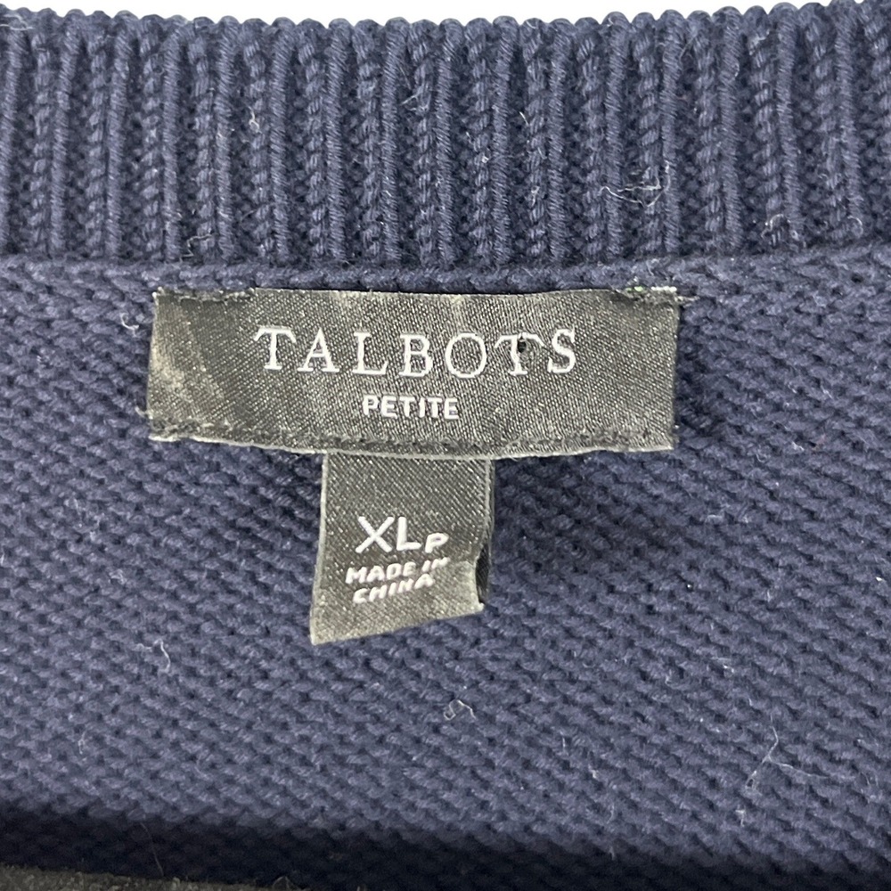 Talbots Navy Blue Sweater Vest Women's X-Large Fringe Boho Nautical‎ Preppy Cute - Picture 3 of 5